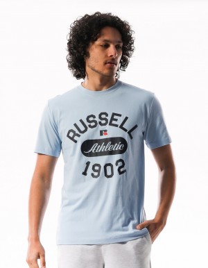 Men Russell Athletic 1902 Flock T Shirts Blue | OAHGSD160