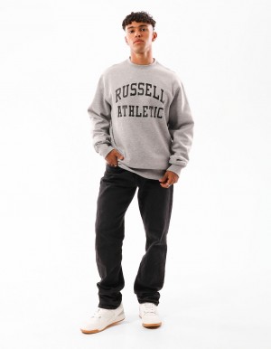 Men Russell Athletic Core Arch Crew Neck Sweaters Grey | NQKOTB754