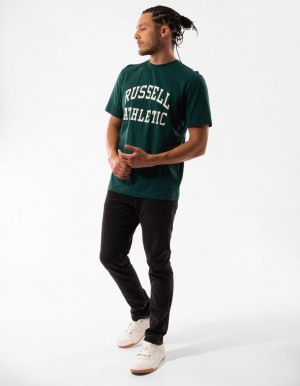 Men Russell Athletic Originals Arch Logo T Shirts Green | FANZTS981