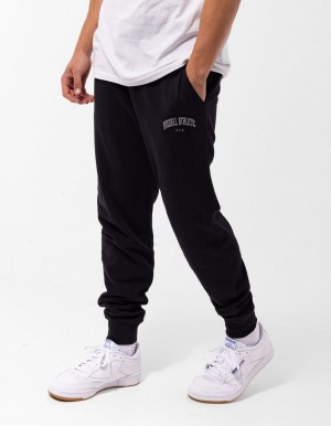 Men Russell Athletic Originals Big Arch Unbrushed Cuffed Track pants Black | WHNBXQ981