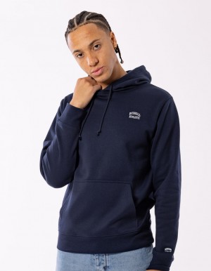 Men Russell Athletic Originals Small Arch Hoodie Navy | CZVBDF216