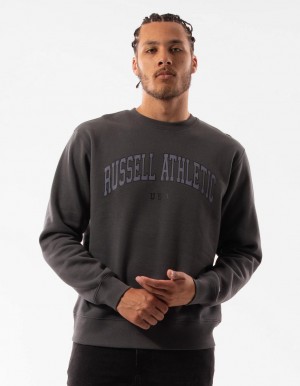 Men Russell Athletic Pasadena Crew Neck Sweaters Dark Grey | IEQXUR013