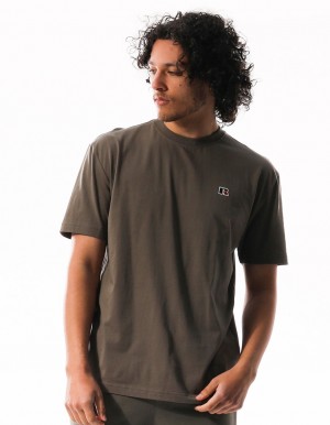 Men Russell Athletic R Logo Slouch T Shirts Brown | BMUEGC901