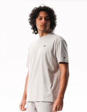 Men Russell Athletic R Logo Slouch T Shirts White | WXYRZN153