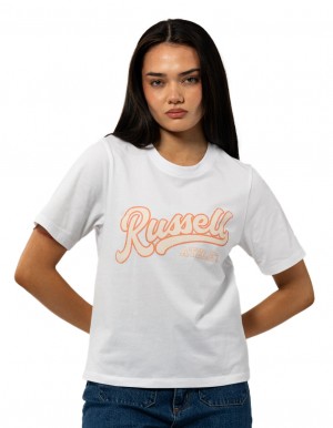 Women Russell Athletic Groupie T Shirts White | BFNEYM934