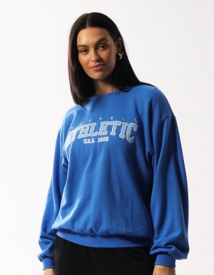 Women Russell Athletic Halston Crew Neck Sweaters Blue | GOVAQX257