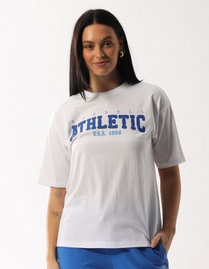 Women Russell Athletic Halston Oversize T Shirts White | GXOFYV842