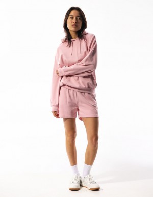 Women Russell Athletic Inlay Logo Unbrushed Hoodie Rose Pink | HRDAUE367