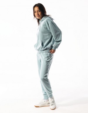 Women Russell Athletic Inlay Logo Unbrushed Track pants Turquoise | JUDWAZ714