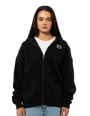 Women Russell Athletic Originals Embroidered Zip Through Jackets Black | URFVJX954