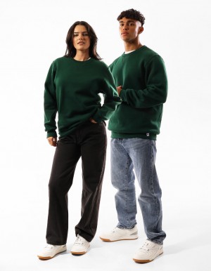 Women Russell Athletic Unisex Dri Crew Neck Sweaters Dark Green | BYNFHR935