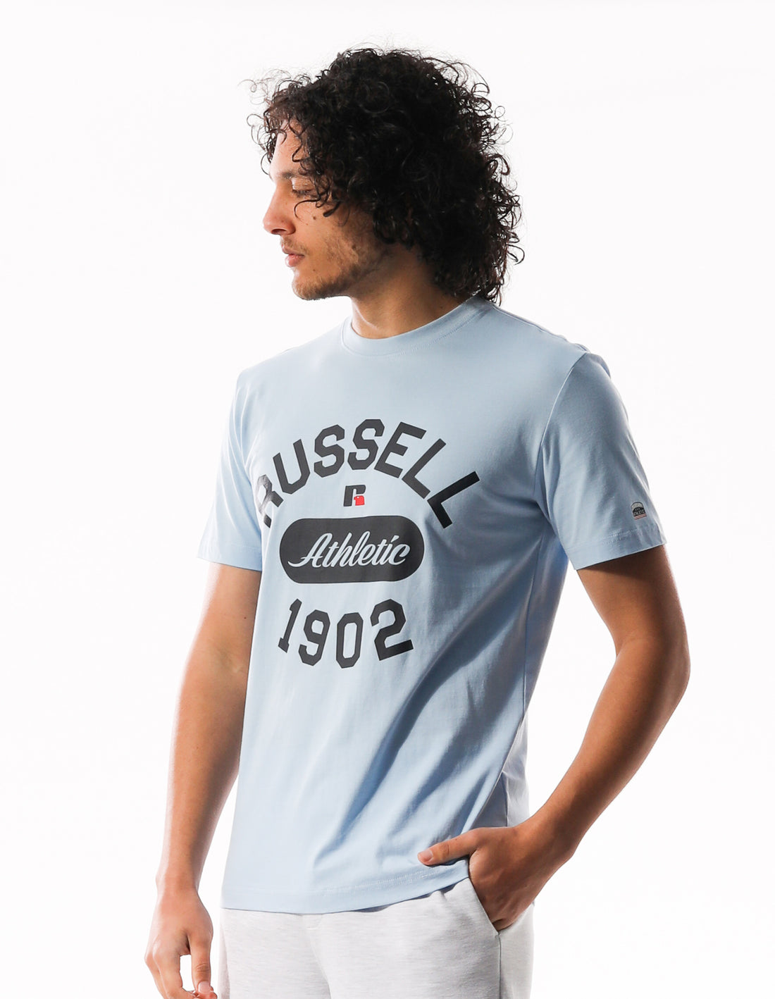 Men Russell Athletic 1902 Flock T Shirts Blue | OAHGSD160