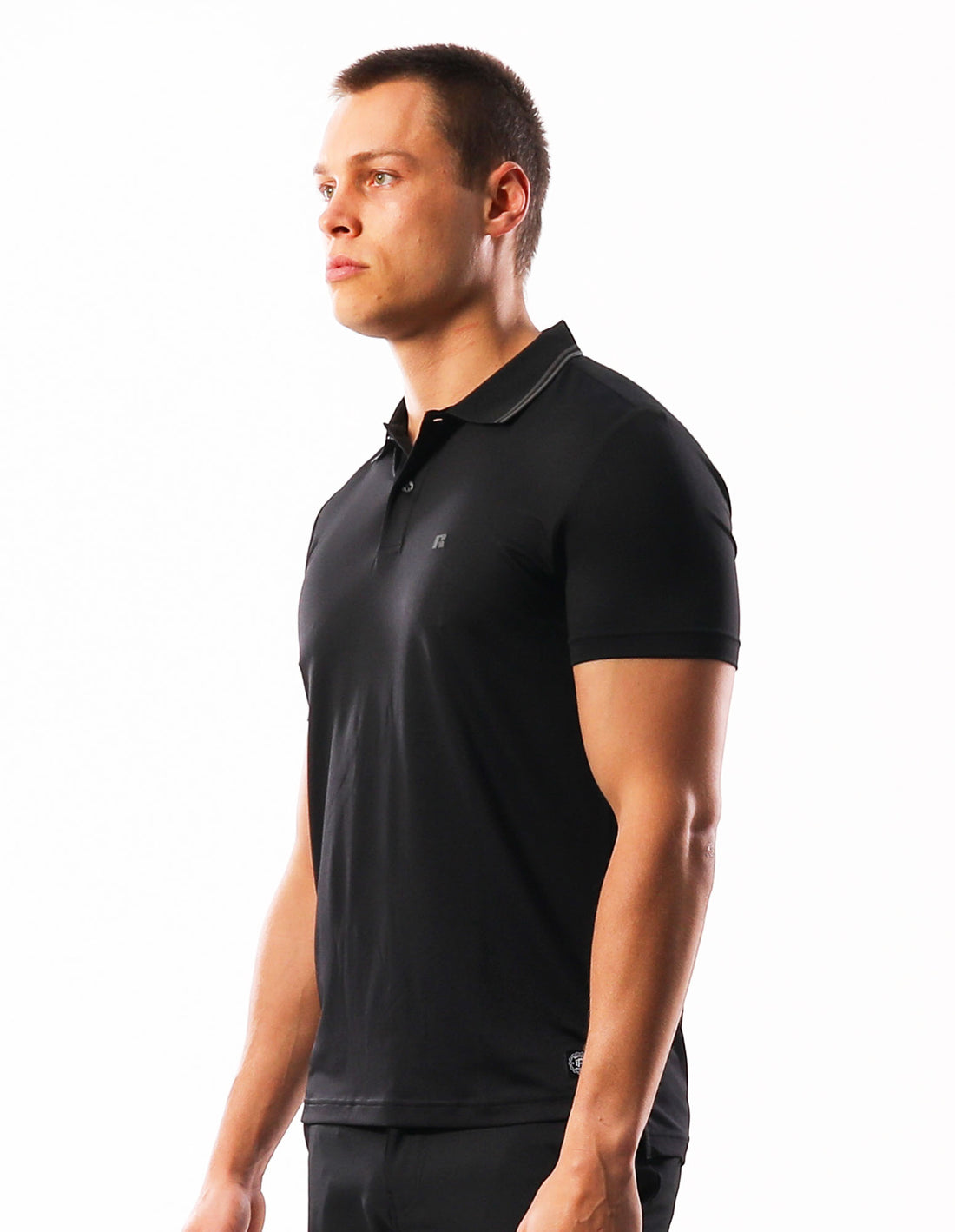 Men Russell Athletic Active Polo T Shirts Black | MWIKEY807