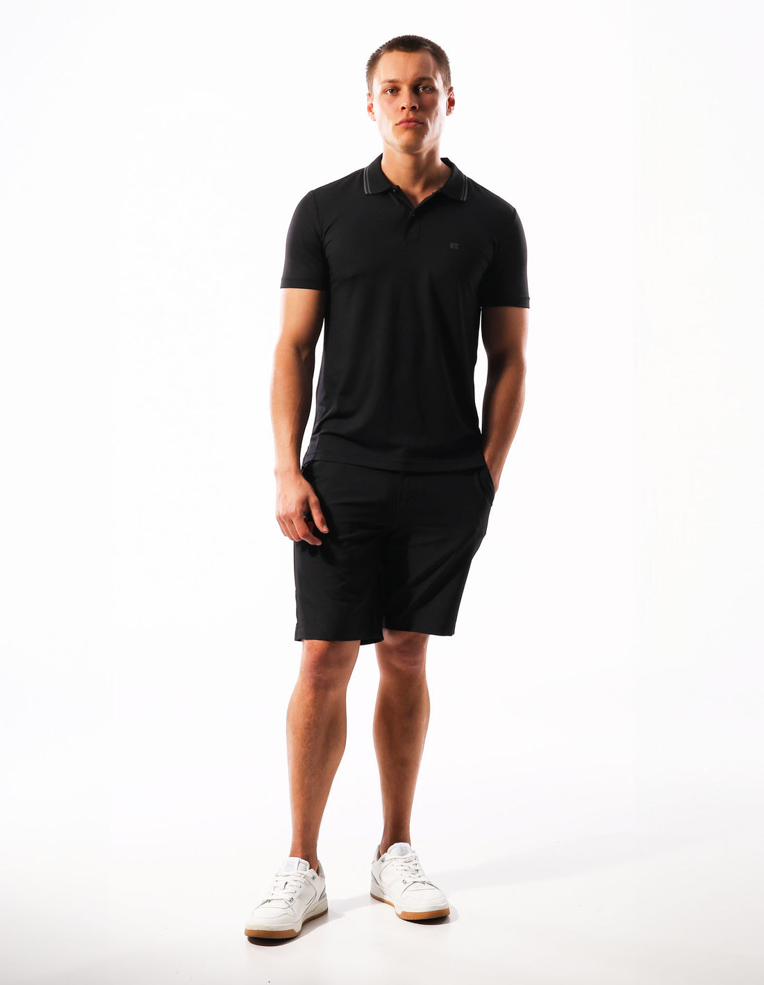 Men Russell Athletic Active Polo T Shirts Black | MWIKEY807