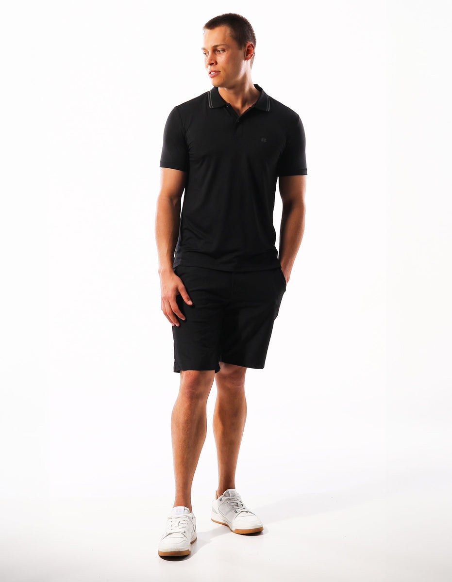 Men Russell Athletic Active Stretch Chino Shorts Black | WXPTIN152