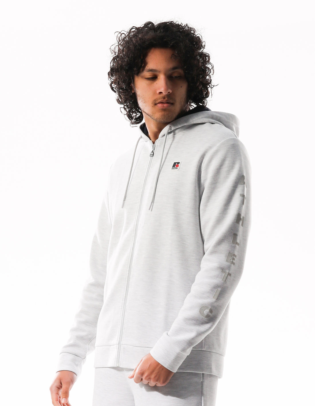 Men Russell Athletic Americana Tech Fleece Zip Hoodie Light Grey | DTCGFX063