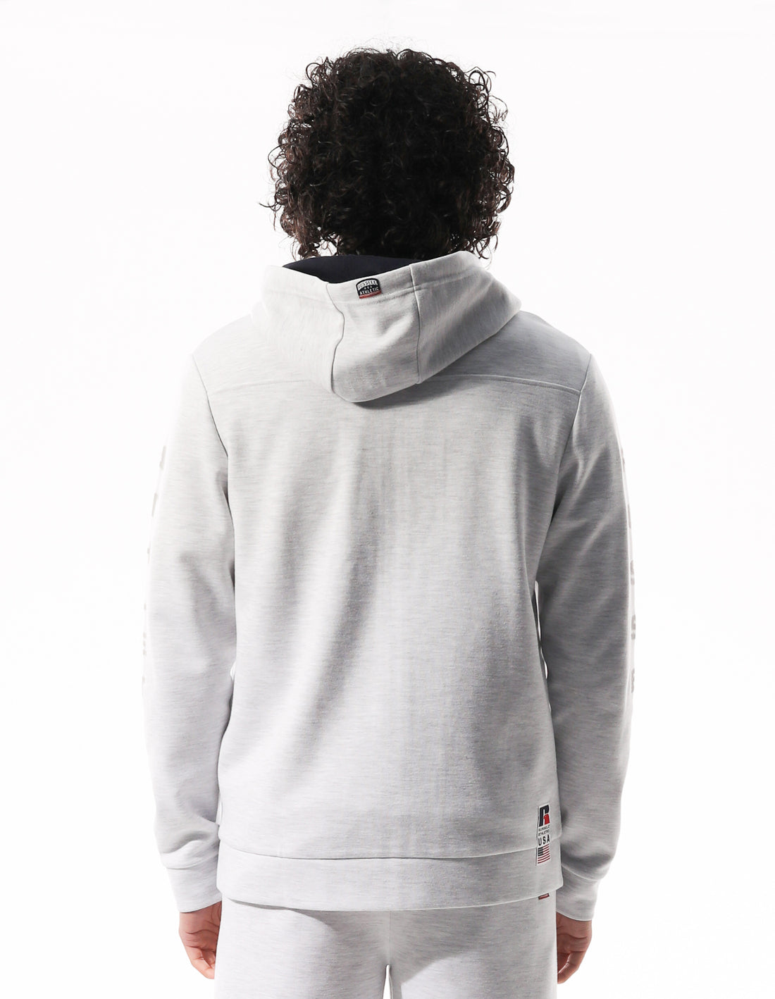 Men Russell Athletic Americana Tech Fleece Zip Hoodie Light Grey | DTCGFX063