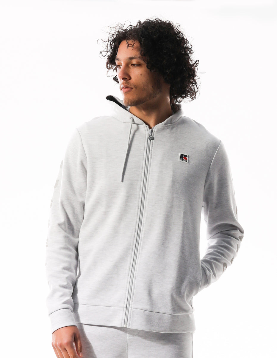 Men Russell Athletic Americana Tech Fleece Zip Hoodie Light Grey | DTCGFX063