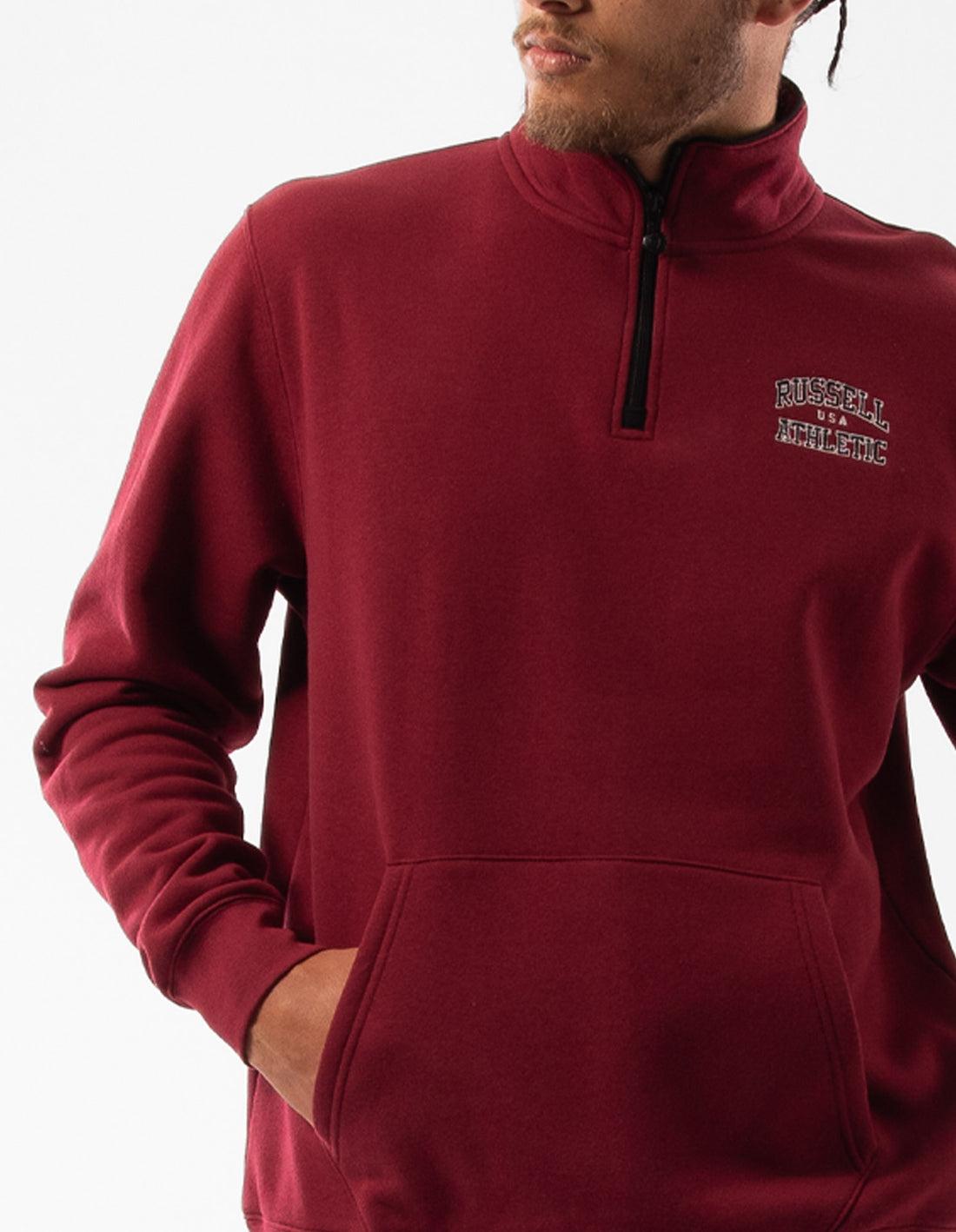 Men Russell Athletic Arch 1/4 Zip Top Burgundy | OAPNHR734