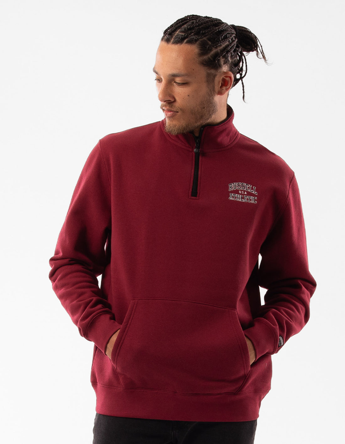 Men Russell Athletic Arch 1/4 Zip Top Burgundy | OAPNHR734