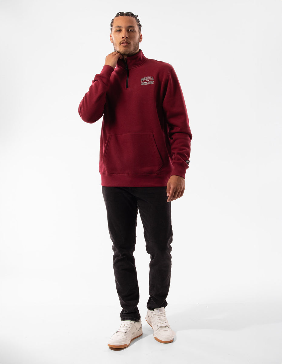 Men Russell Athletic Arch 1/4 Zip Top Burgundy | OAPNHR734