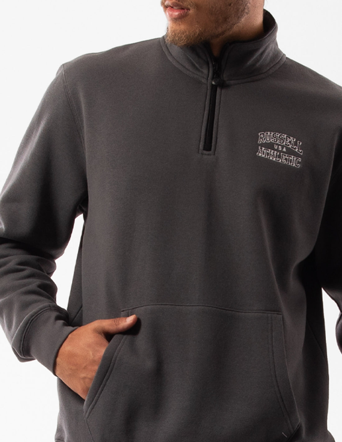 Men Russell Athletic Arch 1/4 Zip Top Dark Grey | MRKCWT782