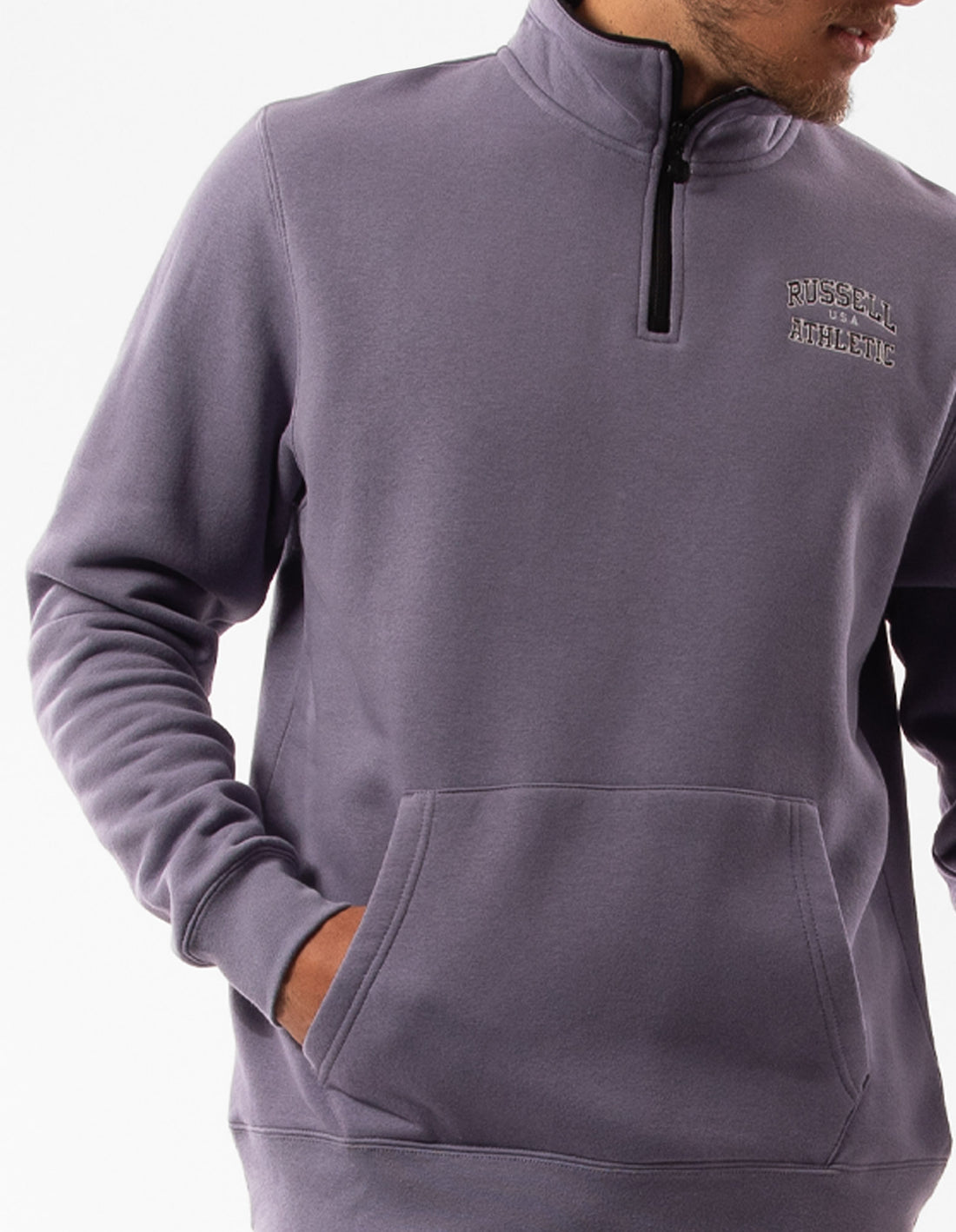 Men Russell Athletic Arch 1/4 Zip Top Purple | UKAQES348