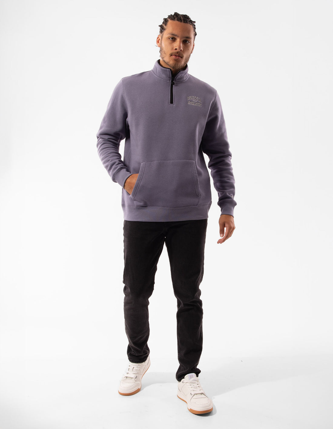 Men Russell Athletic Arch 1/4 Zip Top Purple | UKAQES348