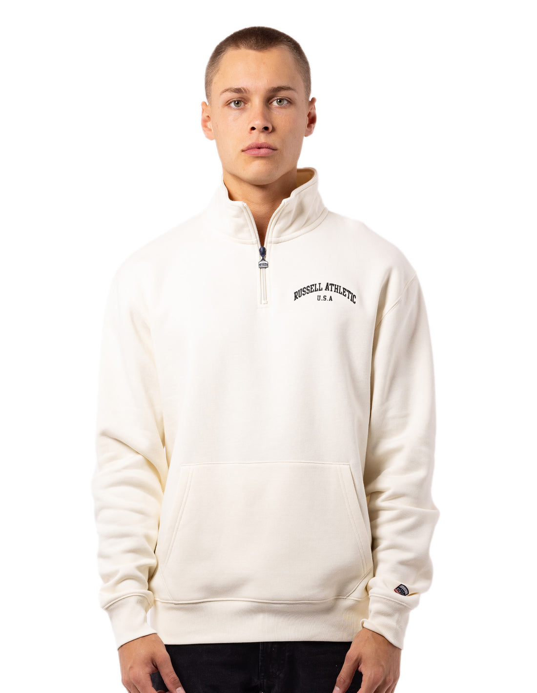 Men Russell Athletic Big Arch 1/4 Zip Top White | YLANXF760