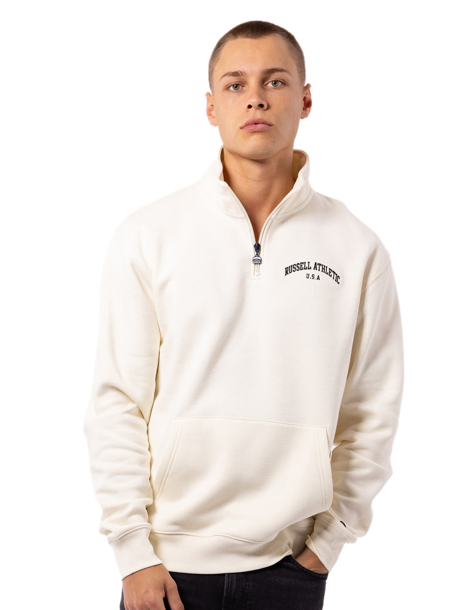 Men Russell Athletic Big Arch 1/4 Zip Top White | YLANXF760