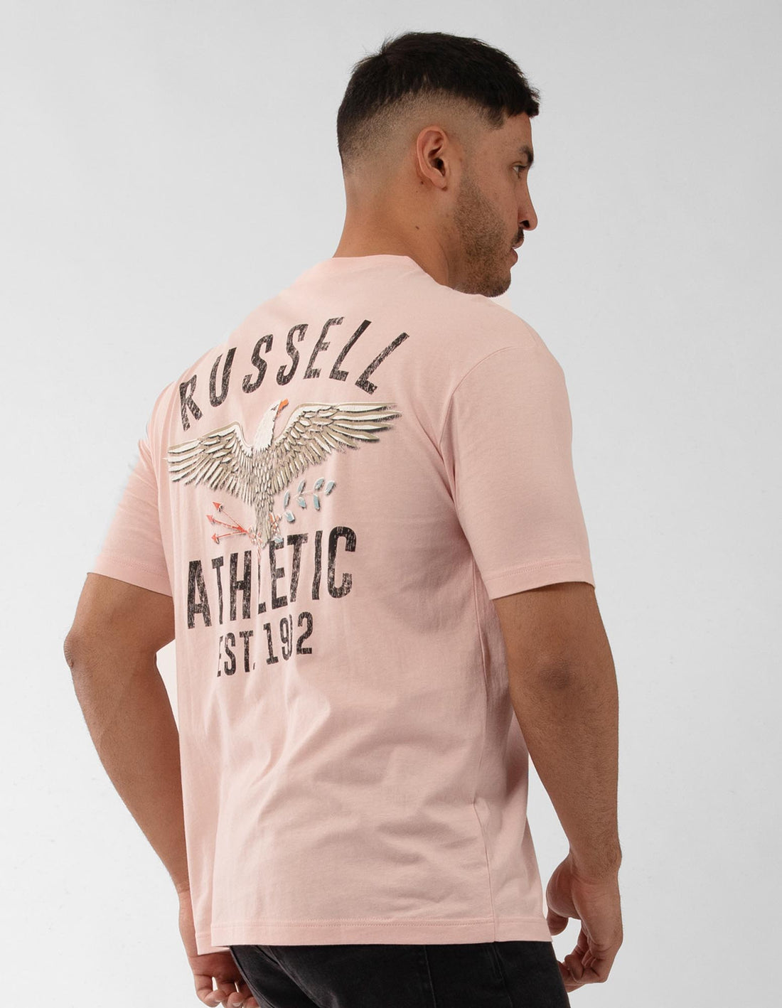 Men Russell Athletic Big Boss Eagle T Shirts Pink | GONTDH295