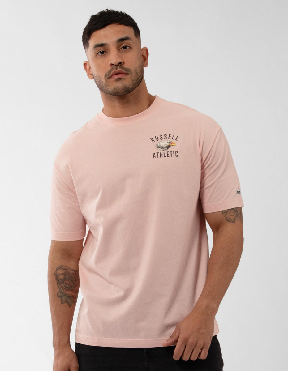 Men Russell Athletic Big Boss Eagle T Shirts Pink | GONTDH295