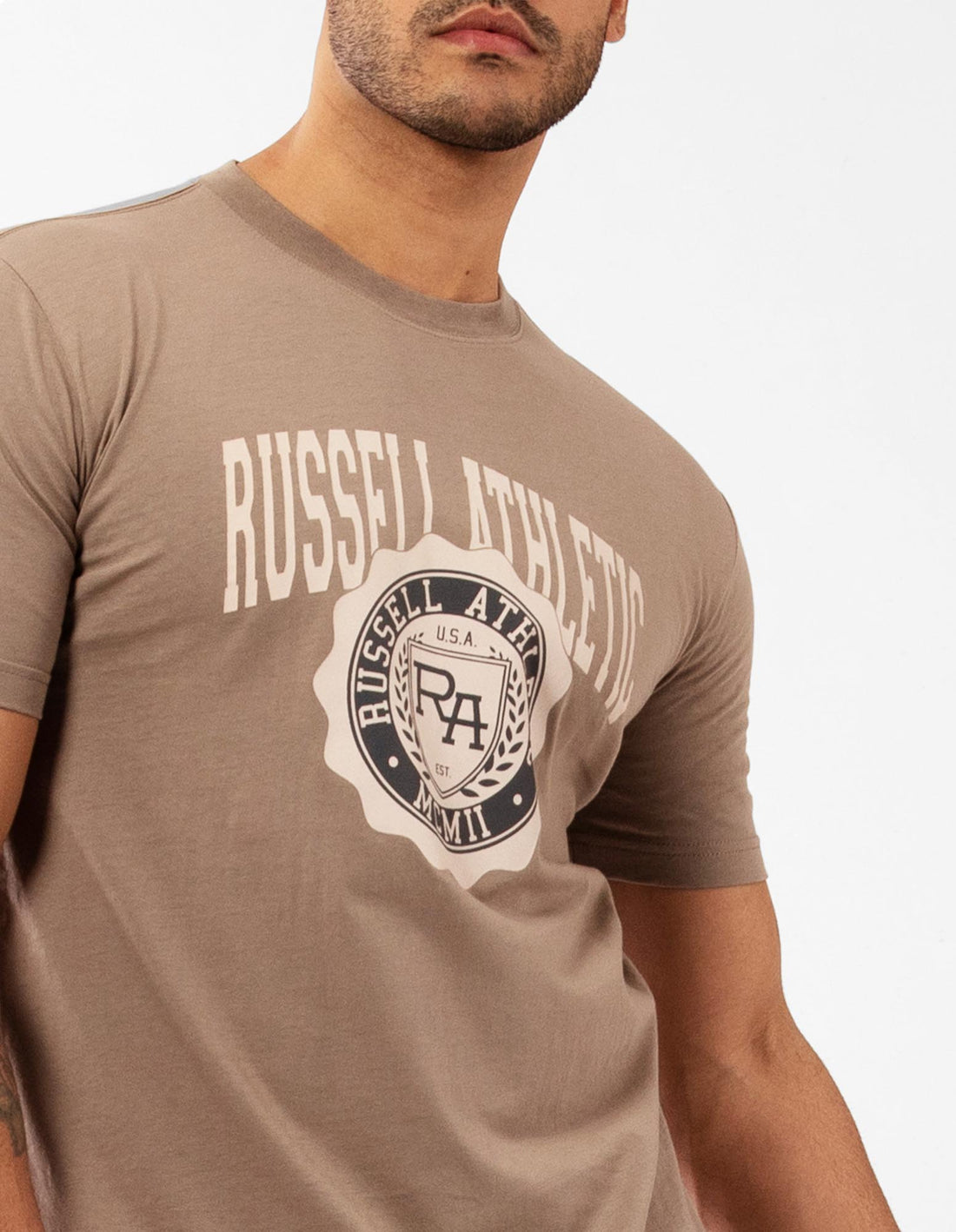 Men Russell Athletic Big Seal T Shirts Beige | POSQUT930