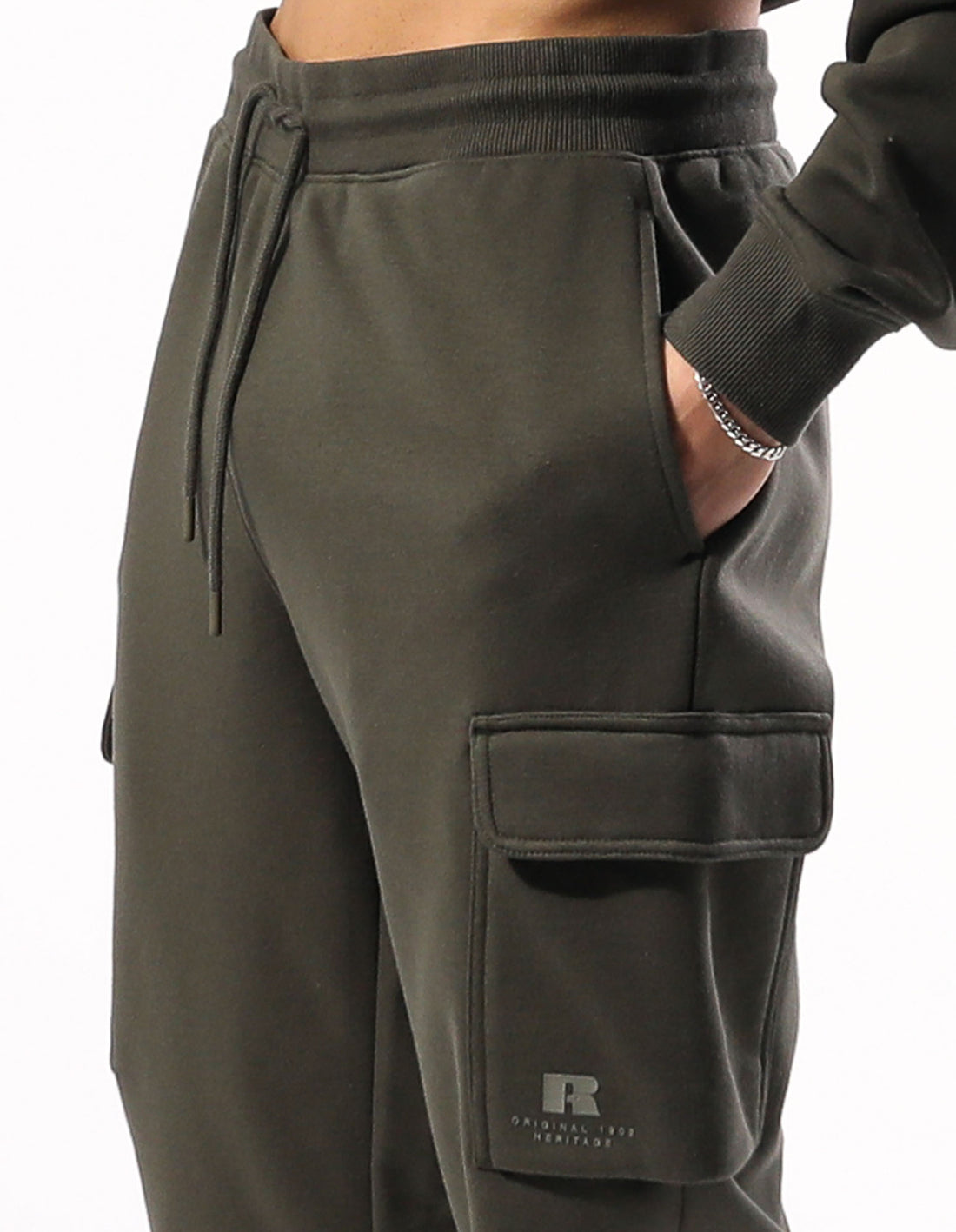 Men Russell Athletic Brooklyn Cargo Track pants Olive | QEGIDM084