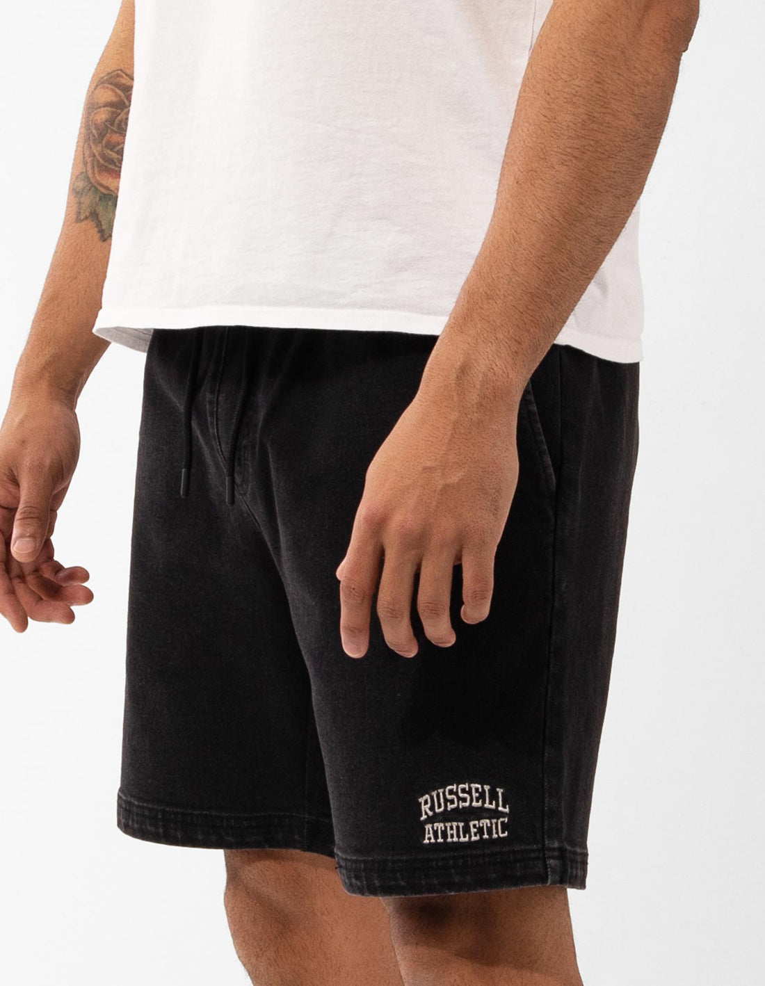 Men Russell Athletic Calabasas Denim Shorts Black | UQTVCK354