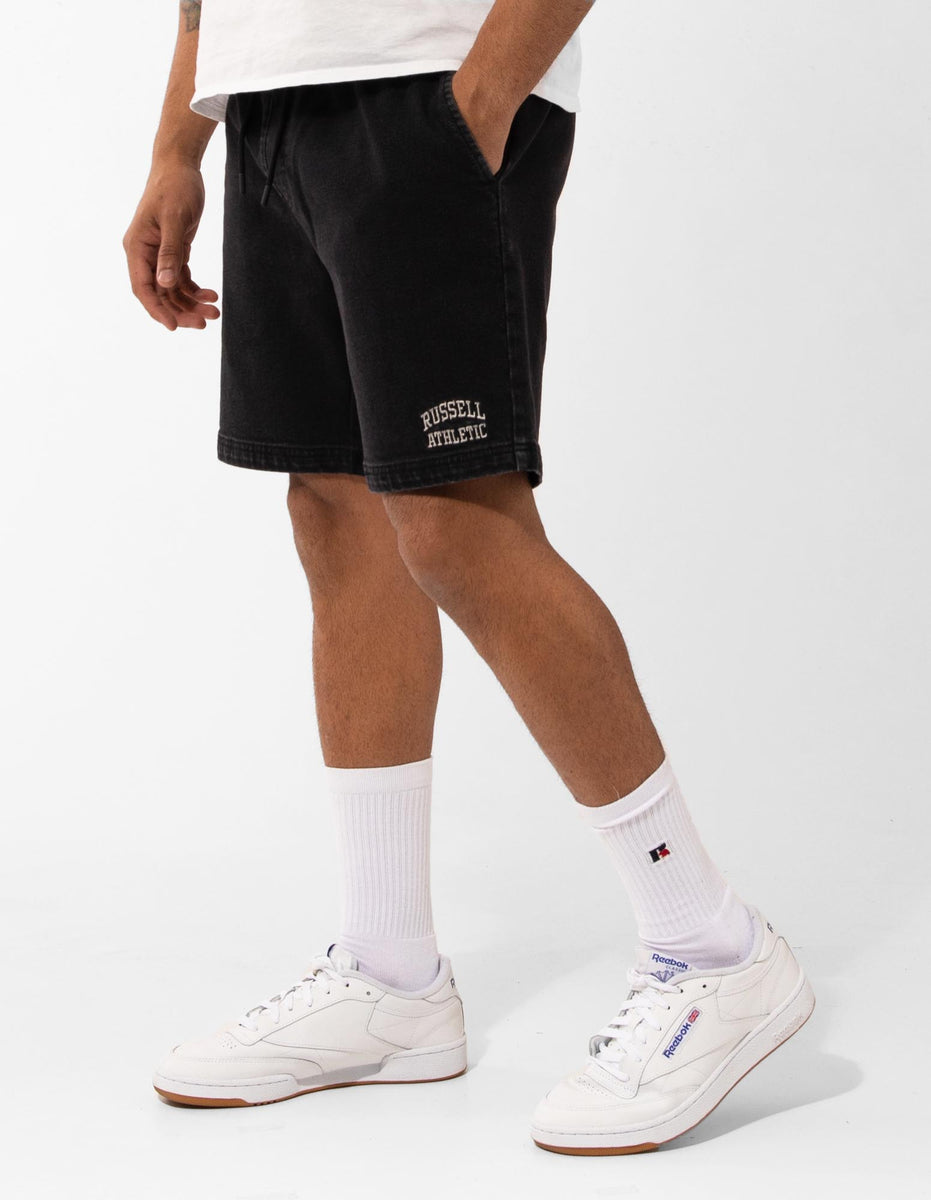 Men Russell Athletic Calabasas Denim Shorts Black | UQTVCK354