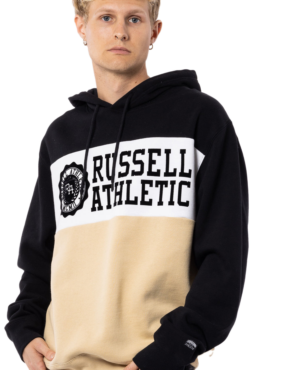 Men Russell Athletic Carter Hoodie Beige / Black | TMVBZS081