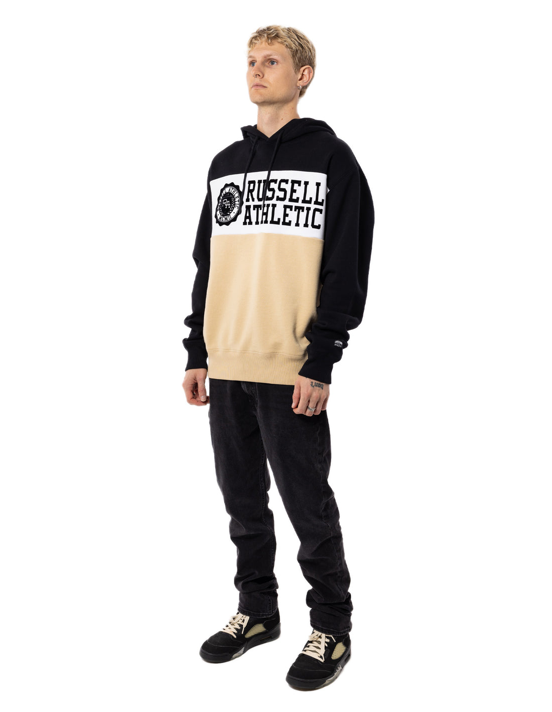 Men Russell Athletic Carter Hoodie Beige / Black | TMVBZS081