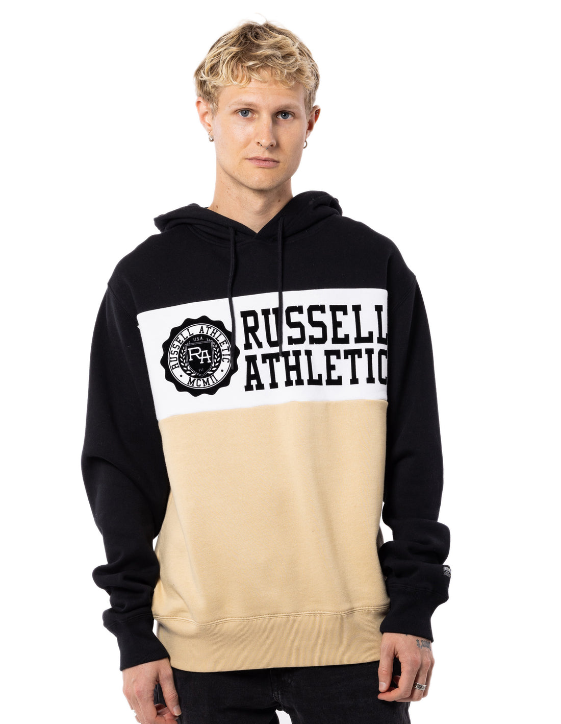 Men Russell Athletic Carter Hoodie Beige / Black | TMVBZS081