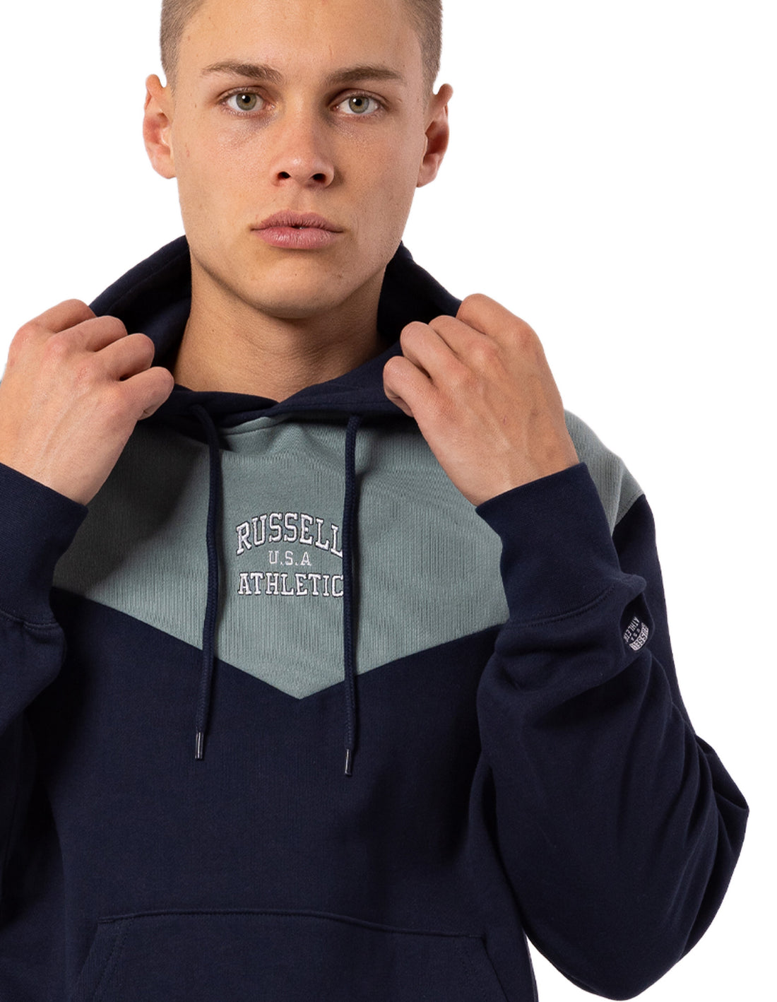 Men Russell Athletic Chevron Hoodie Navy | YSLKPO917