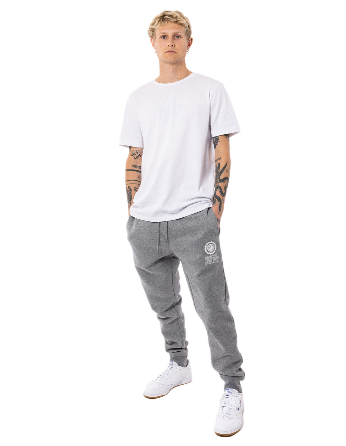 Men Russell Athletic Collegiate Flock Track pants Grey | ADYCFV915