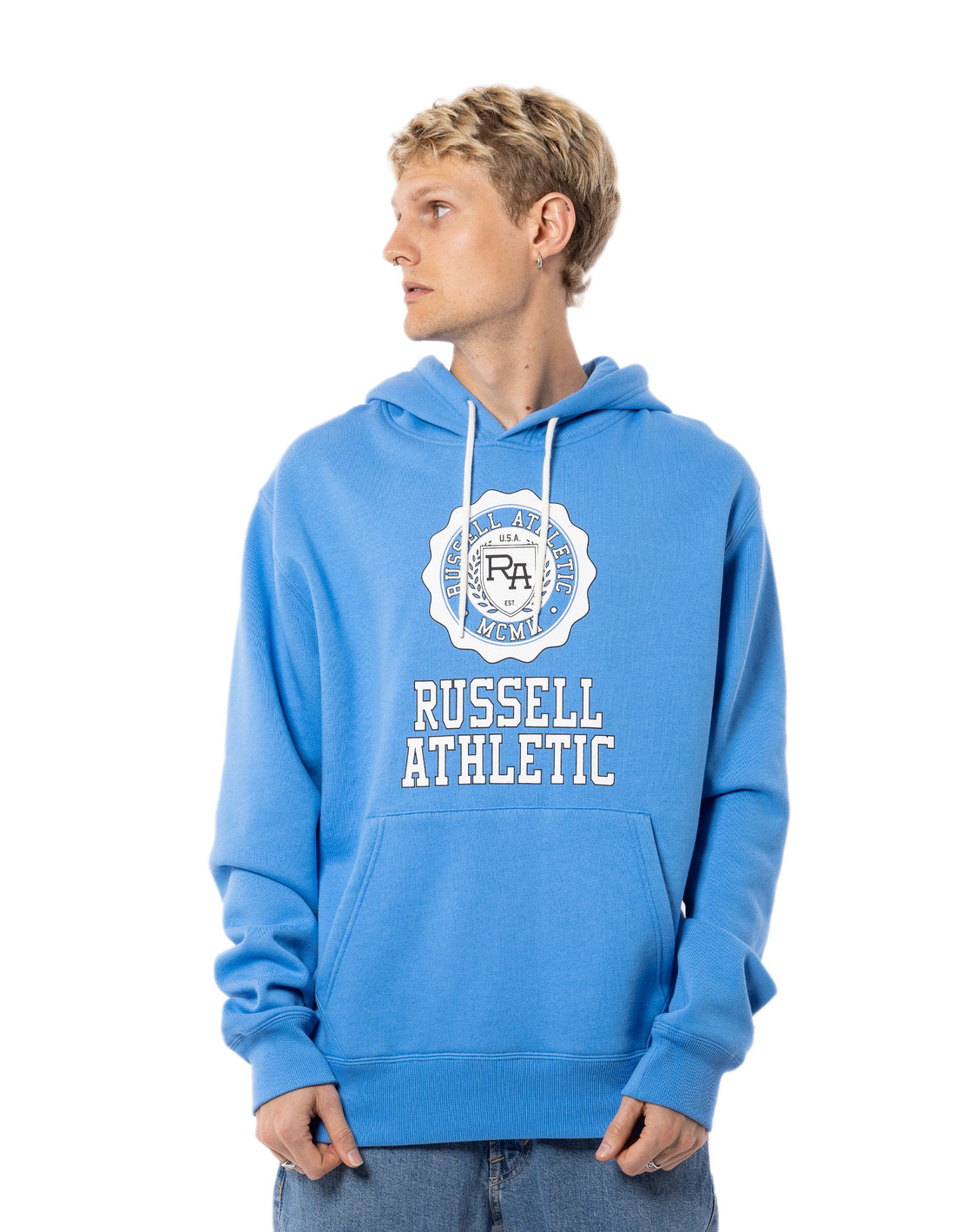 Men Russell Athletic Collegiate Hoodie Blue | XMZKQR138