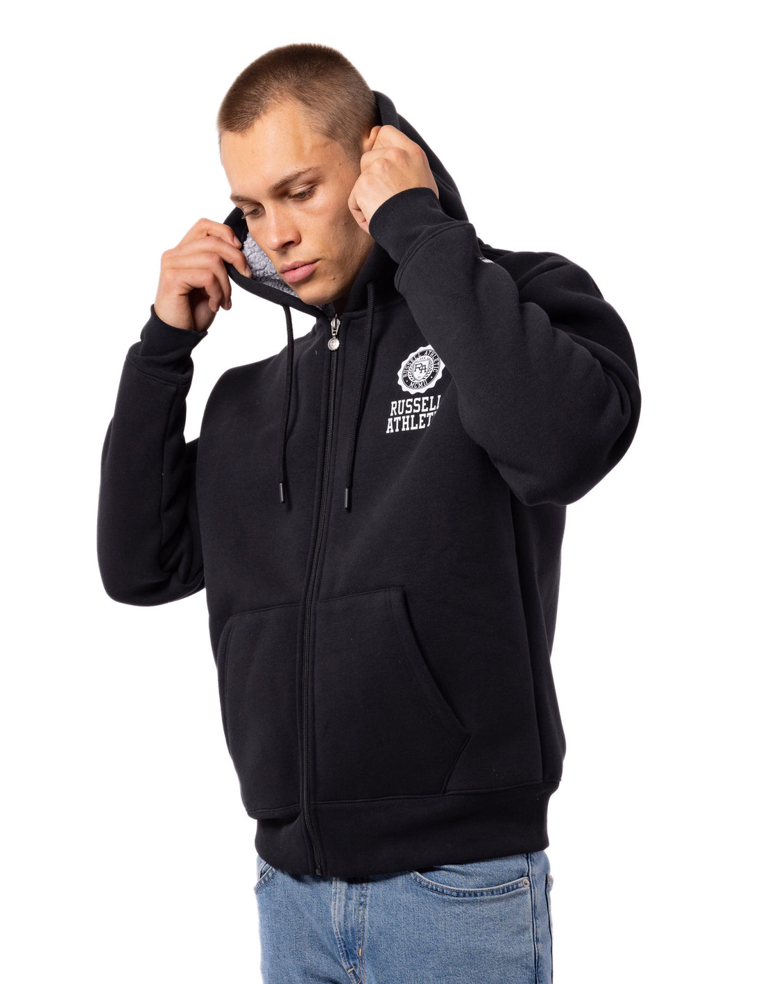 Men Russell Athletic Collegiate Sherpa Jackets Black | DOISMK835