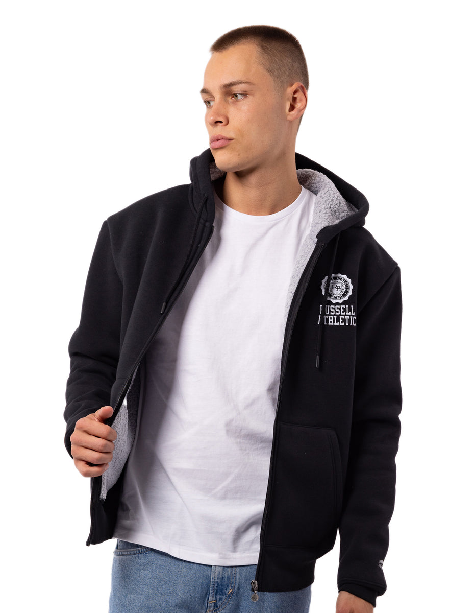 Men Russell Athletic Collegiate Sherpa Jackets Black | DOISMK835