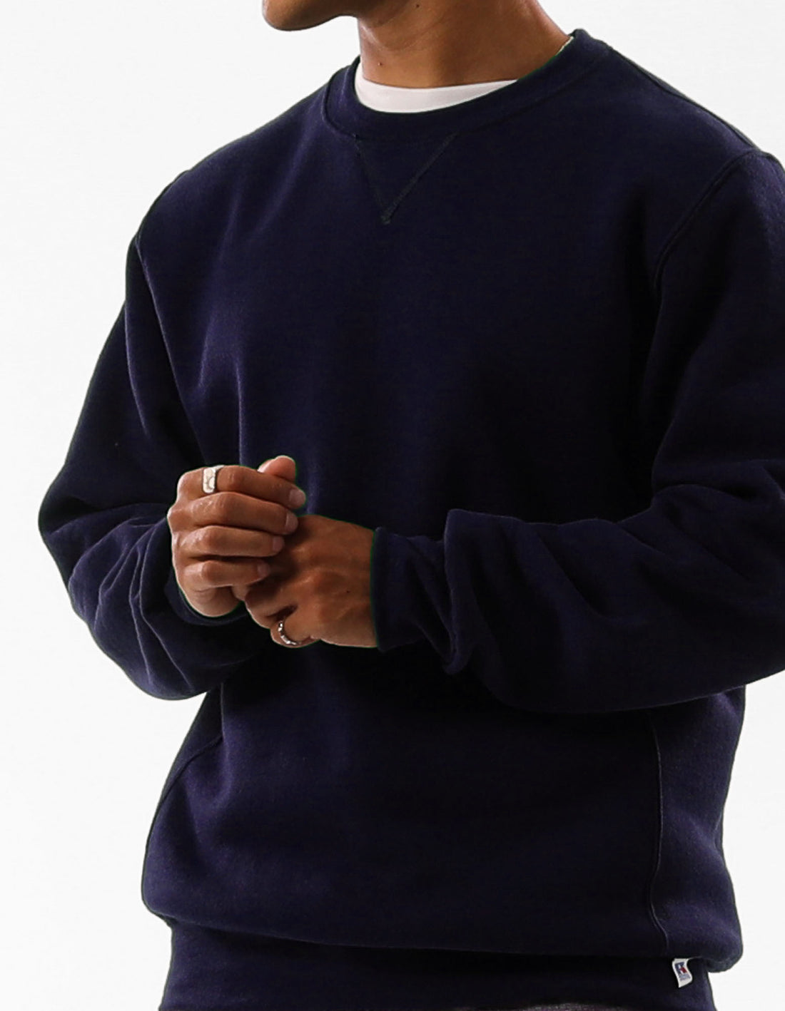 Men Russell Athletic Crew Neck Sweaters Navy | GJPKYU267