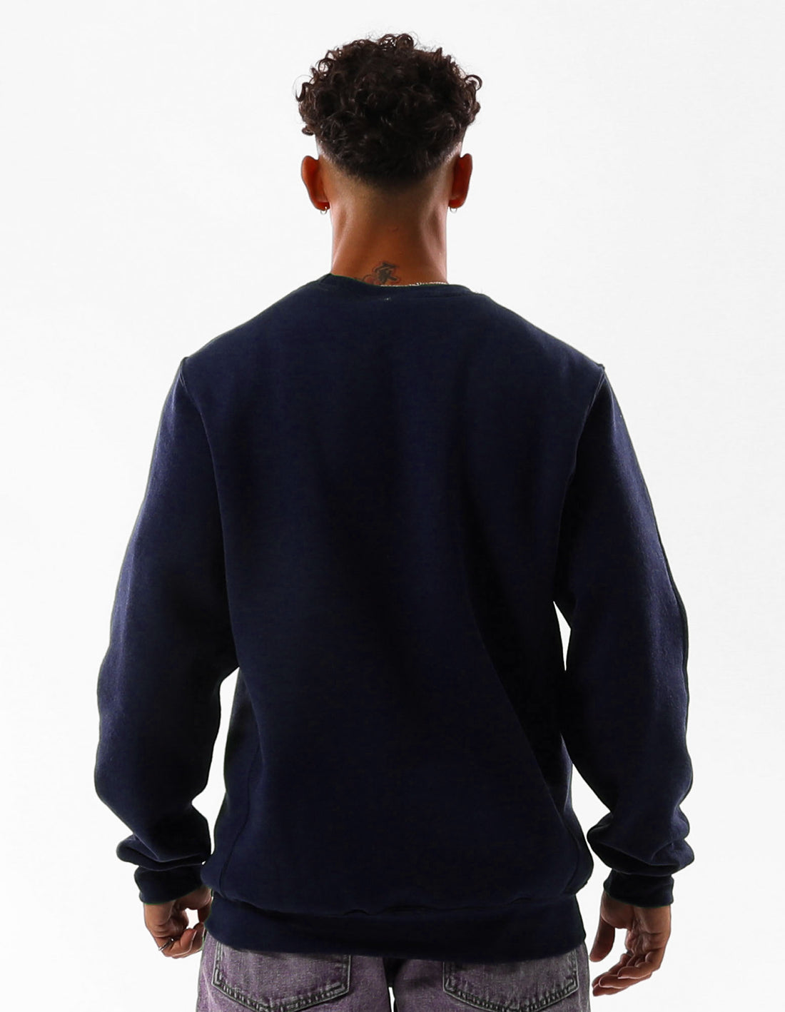 Men Russell Athletic Crew Neck Sweaters Navy | GJPKYU267