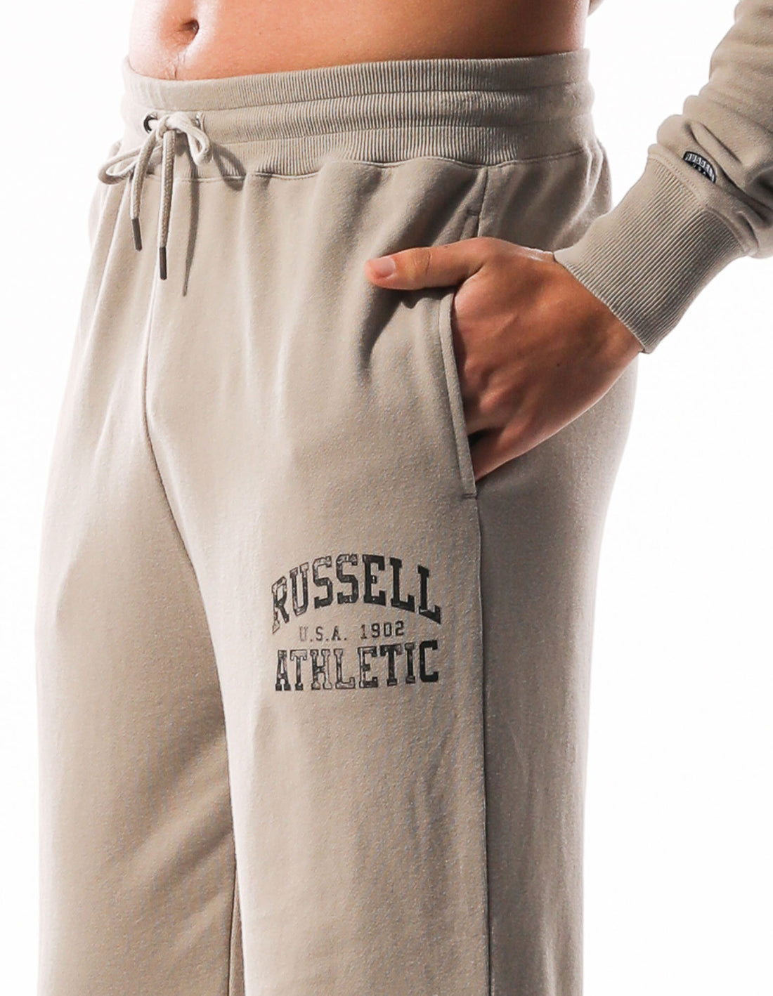 Men Russell Athletic Distressed Arch Track pants Khaki | WXPEZF286