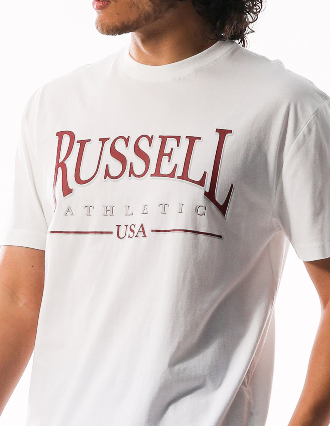 Men Russell Athletic Glendale Oversized T Shirts White | PWOCAK186