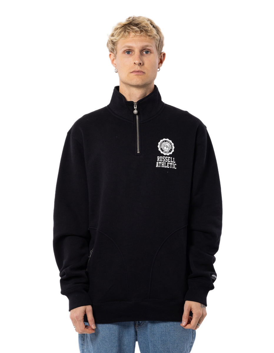 Men Russell Athletic Glory 1/4 Zip Top Black | LFORYU916