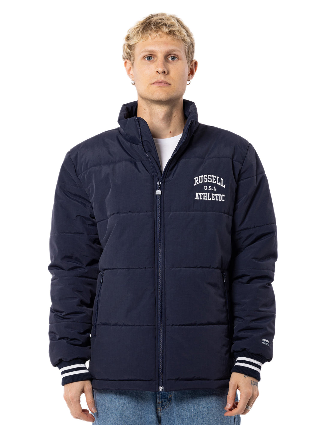 Men Russell Athletic Klute Puffers Navy | DAXWBV248